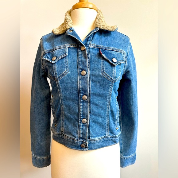 Levi's Blue Jean Jacket with Sherpa Collar - Picture 1 of 11